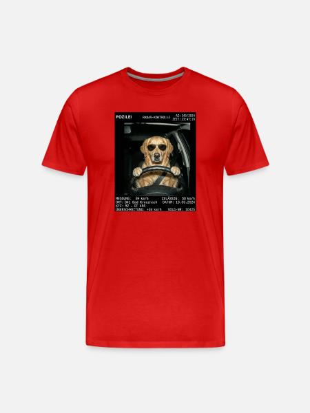 Hund Radar Kontrolle Blitzer - Männer Premium Bio T-Shirt - Rot