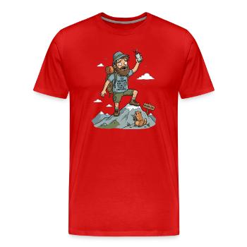 Wandern Empfang Gipfel Humor - Männer Premium Bio T-Shirt - Rot - Vorne - Damien (186cm)
