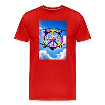 Friedensstifter Regenbogen-LED-Ring - Männer Premium Bio T-Shirt - Rot - Vorne - Damien (186cm)