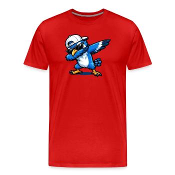 Dabbing Blue Jay - Men's Premium Organic T-Shirt - red - Front - Damien (186cm)