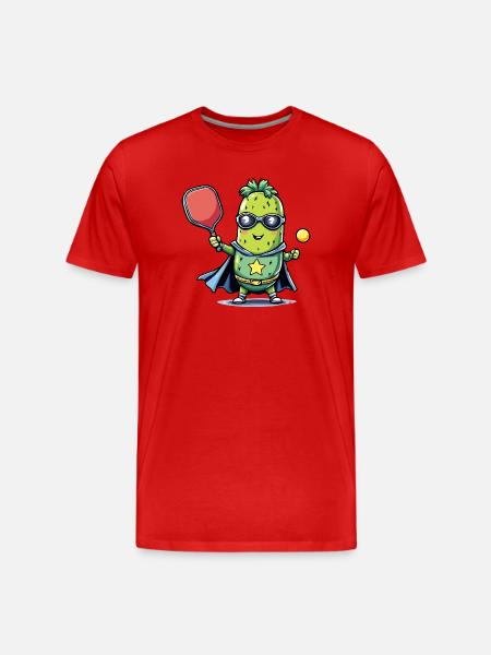 Pickleball Superheld Helden Gurke - Männer Premium Bio T-Shirt - Rot