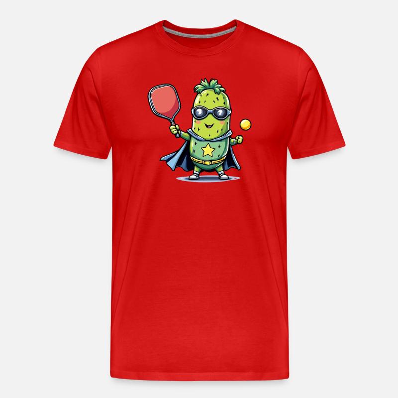 Pickleball Superheld Helden Gurke  - Männer Premium Bio T-Shirt - Rot