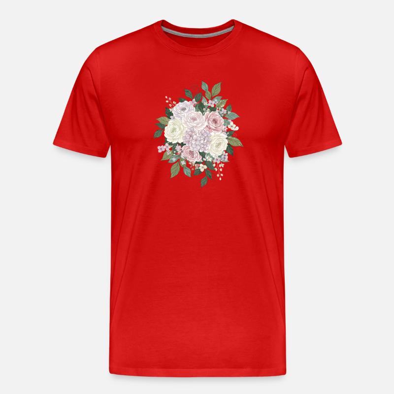 Pastell Rosen Bouquets - Männer Premium Bio T-Shirt - Rot