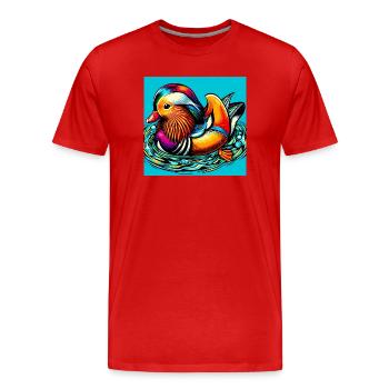 Canard mandarin - T-shirt bio Premium Homme - rouge - Devant - Damien (186cm)