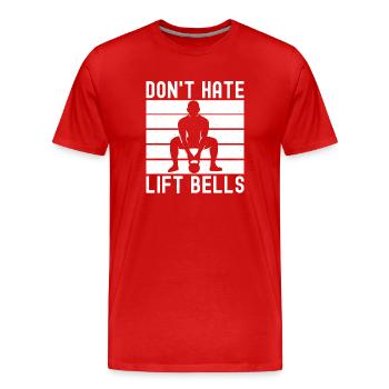 Les accros à la salle détestent les cloches de relève et la calistnie - T-shirt bio Premium Homme - rouge - Devant - Damien (186cm)