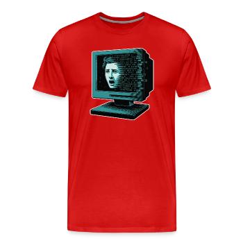 IA rétroglitch Retroglitch Computer Terror - T-shirt bio Premium Homme - rouge - Devant - Damien (186cm)