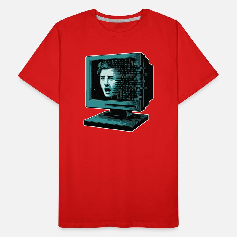 Retro-Computer Schrecken-  Retroglitch KI Männer Premium Bio T-Shirt