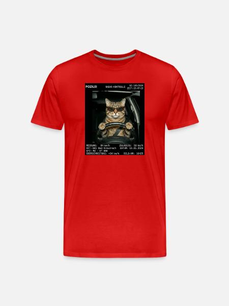 Katze Geblitzt - Männer Premium Bio T-Shirt - Rot