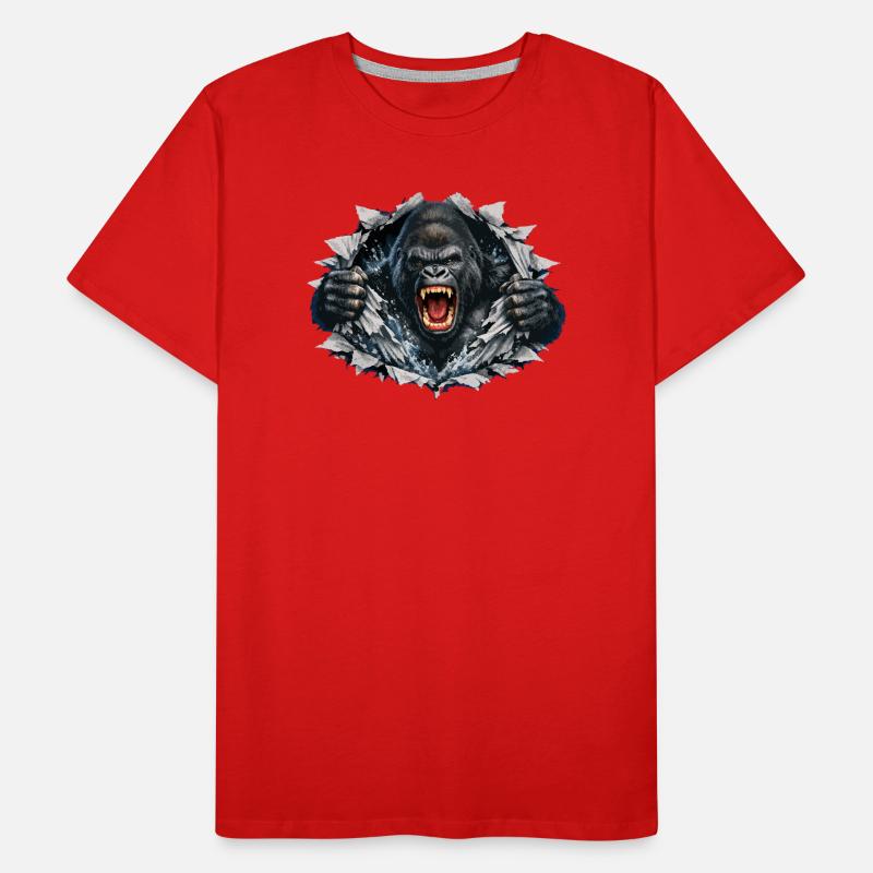 Gorilla Breaks Through: Roaring Power Men's Premium Organic T-Shirt