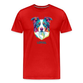 Loyal Prism Dog Portrait - Men's Premium Organic T-Shirt - red - Front - Damien (186cm)