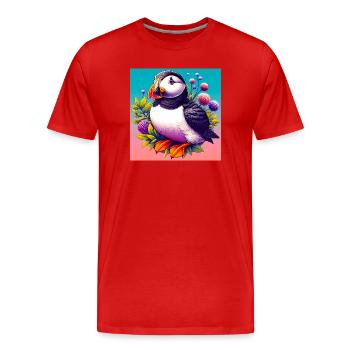 puffin - Men's Premium Organic T-Shirt - red - Front - Damien (186cm)