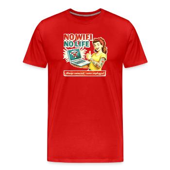 No Wi-Fi No Life Retro - Men's Premium Organic T-Shirt - red - Front - Damien (186cm)