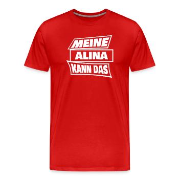 Alina als Sprueche - Männer Premium Bio T-Shirt - Rot - Vorne - Damien (186cm)