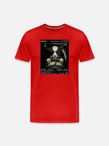 Kuh Geblitzt Blitzer - Männer Premium Bio T-Shirt - Rot