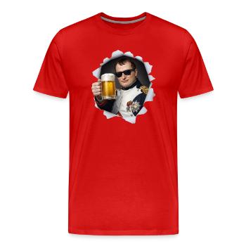 Napoleon holds a beer - Men's Premium Organic T-Shirt - red - Front - Damien (186cm)