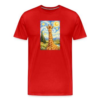 Giraffe im Sternennacht-Stil - Männer Premium Bio T-Shirt - Rot - Vorne - Damien (186cm)