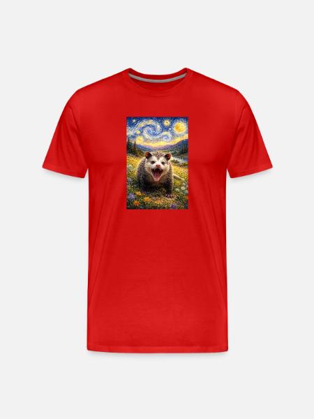 Opossum Starry Night - Men's Premium Organic T-Shirt - red