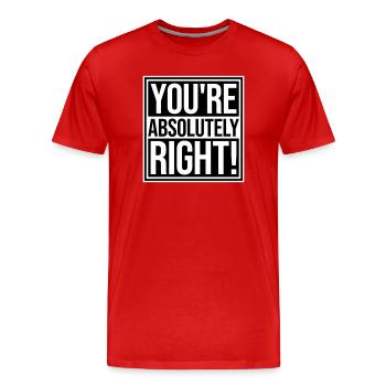 Tu as tout à fait raison, logo drôle d’IA sarcastique - T-shirt bio Premium Homme - rouge - Devant - Damien (186cm)
