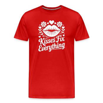 Küsse Retten Alles Lippen Design - Männer Premium Bio T-Shirt - Rot - Vorne - Damien (186cm)