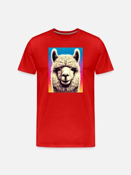 Alpaka - Männer Premium Bio T-Shirt - Rot