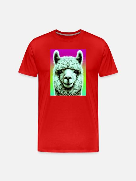 Alpaka - Männer Premium Bio T-Shirt - Rot