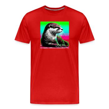 Otter - Männer Premium Bio T-Shirt - Rot - Vorne - Damien (186cm)