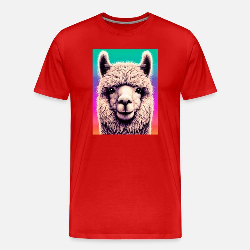Alpaka - Männer Premium Bio T-Shirt - Rot