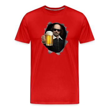 William-Shakespeare mit Bier - Männer Premium Bio T-Shirt - Rot - Vorne - Damien (186cm)