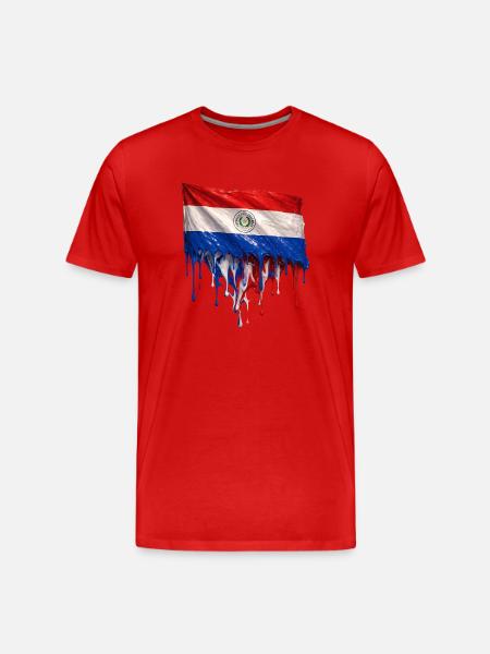 Paraguay Flag Drop Art - Men's Premium Organic T-Shirt - red