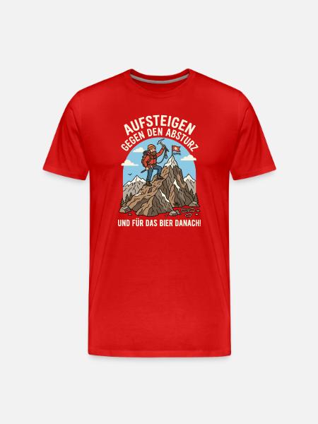 Bergsteiger gegen Abstieg Bier Danach - Männer Premium Bio T-Shirt - Rot