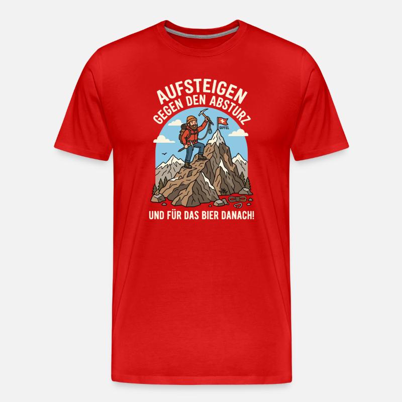 Bergsteiger gegen Abstieg Bier Danach - Männer Premium Bio T-Shirt - Rot