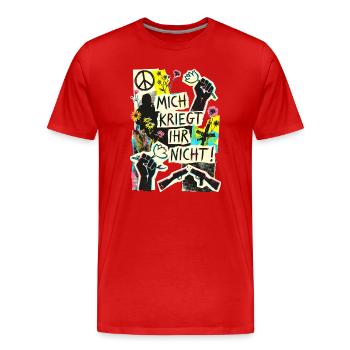 Frieden Demo Gegen Krieg - Männer Premium Bio T-Shirt - Rot - Vorne - Damien (186cm)
