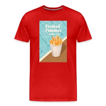 Freibad Pommes Sommer 90s Retro Design - Männer Premium Bio T-Shirt - Rot - Vorne - Damien (186cm)