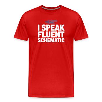 Je parle couramment la technologie des schémas circuités - T-shirt bio Premium Homme - rouge - Devant - Damien (186cm)