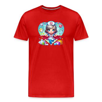 Heroes Nurse Nurse Hospital - Men's Premium Organic T-Shirt - red - Front - Damien (186cm)