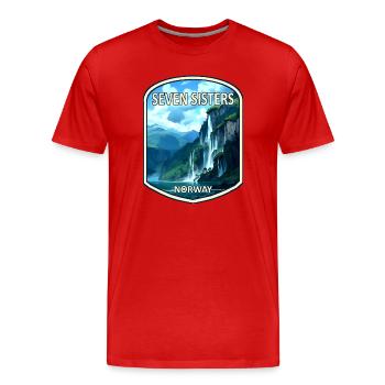 Cascade des Sept Sœurs - T-shirt bio Premium Homme - rouge - Devant - Damien (186cm)