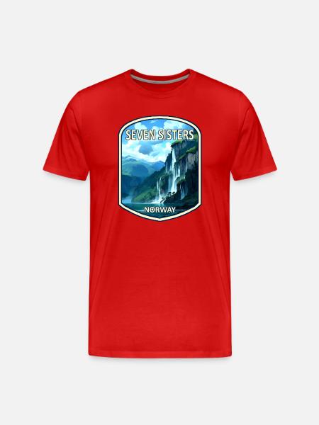Seven Sisters Waterfall - Men's Premium Organic T-Shirt - red