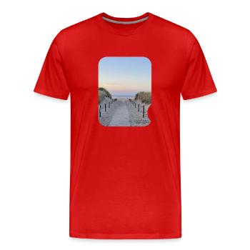 Düne Pfad am Meer Sonnenuntergang - Männer Premium Bio T-Shirt - Rot - Vorne - Damien (186cm)