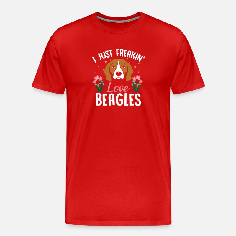 Beagle Love Blumen-Tee - Männer Premium Bio T-Shirt - Rot