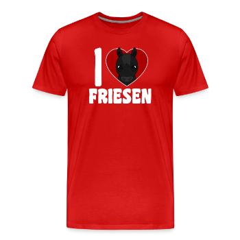 Ich liebe Friesen - Pferdeherz - Männer Premium Bio T-Shirt - Rot - Vorne - Damien (186cm)