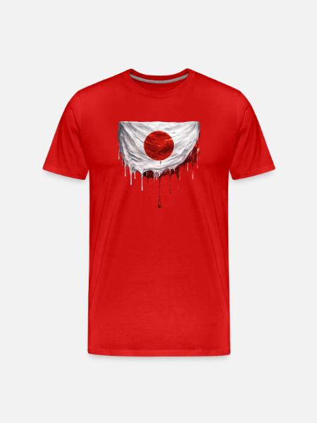 Dripping Japan Flag Art - Men's Premium Organic T-Shirt - red