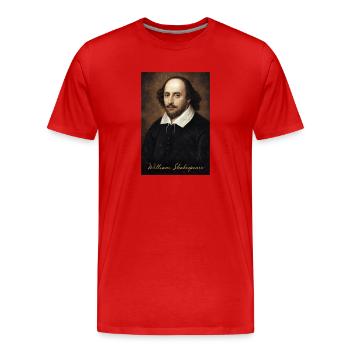 William Shakespeare Porträt - Männer Premium Bio T-Shirt - Rot - Vorne - Damien (186cm)