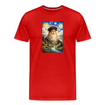 Leonardo da Vinci Starry Night - Men's Premium Organic T-Shirt - red - Front - Damien (186cm)