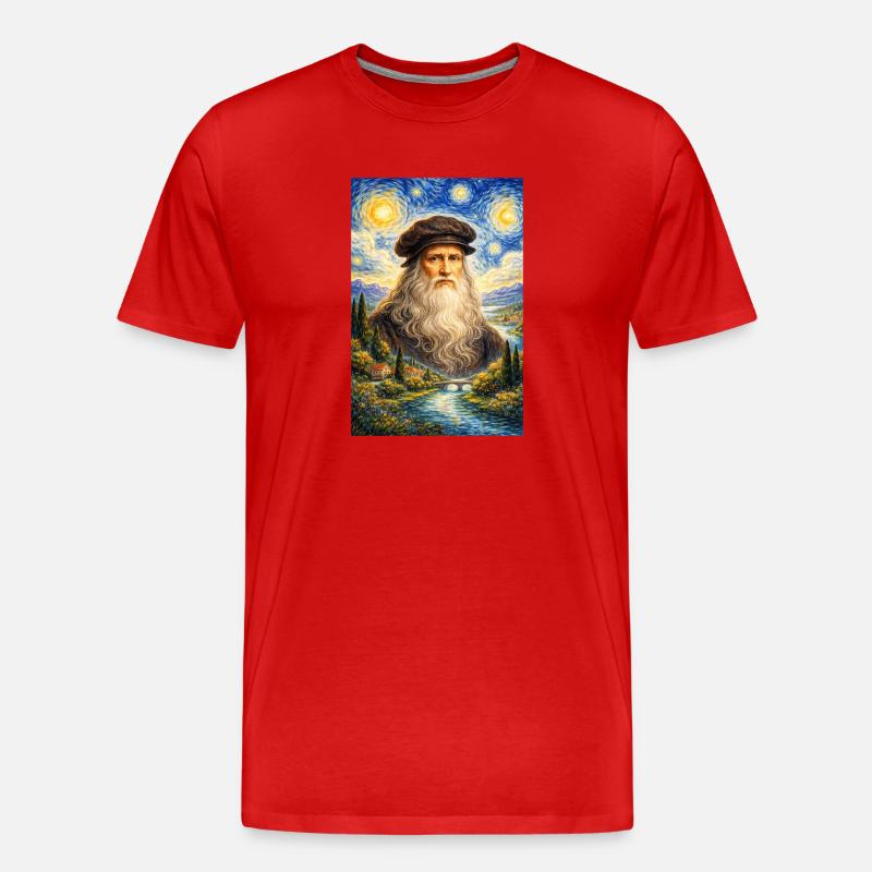 Leonardo da Vinci Sternennacht - Männer Premium Bio T-Shirt - Rot