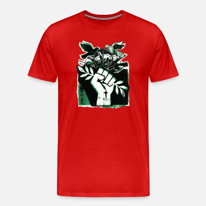Gegen Krieg Frieden Faust - Männer Premium Bio T-Shirt - Rot