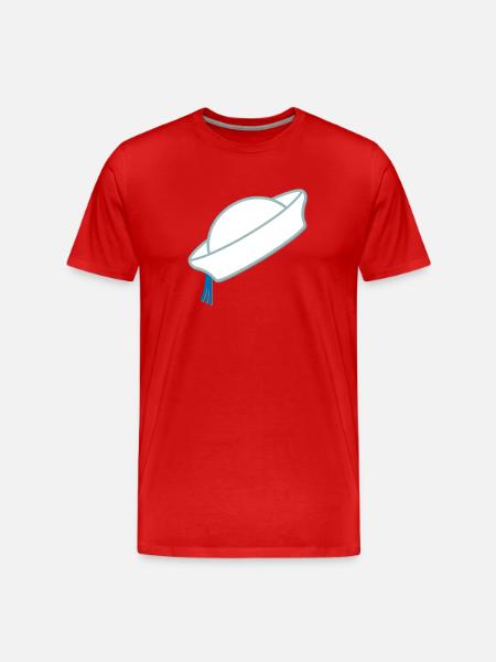 Weißer matrosenhut mit blauem Band - Männer Premium Bio T-Shirt - Rot