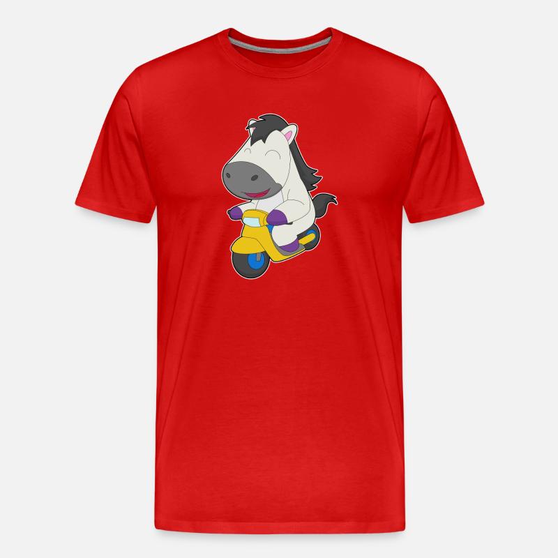 Pferd Motorroller - Männer Premium Bio T-Shirt - Rot