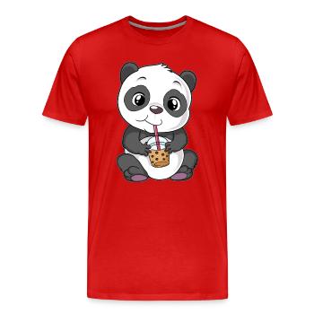Panda Bubble Tea - Männer Premium Bio T-Shirt - Rot - Vorne - Damien (186cm)