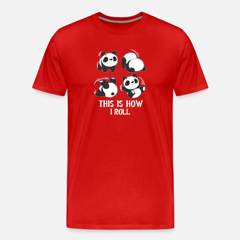 Panda Roll Somersault Roller Gymnastics - Men's Premium Organic T-Shirt - red
