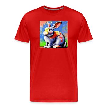 Kaninchen - Männer Premium Bio T-Shirt - Rot - Vorne - Damien (186cm)
